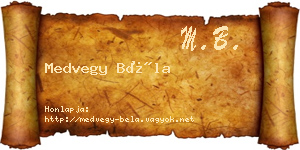 Medvegy Béla névjegykártya
